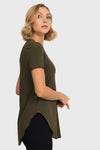 Joseph Ribkoff Rounded Hem Tunic Tee - Style 183220, safari, side