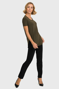 Joseph Ribkoff Rounded Hem Tunic Tee - Style 183220, safari, full view