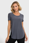 Joseph Ribkoff Rounded Hem Tunic Tee - Style 183220, smokey grey, front