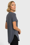 Joseph Ribkoff Rounded Hem Tunic Tee - Style 183220, smokey grey, side