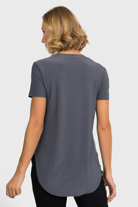 Joseph Ribkoff Rounded Hem Tunic Tee - Style 183220, smokey grey, back