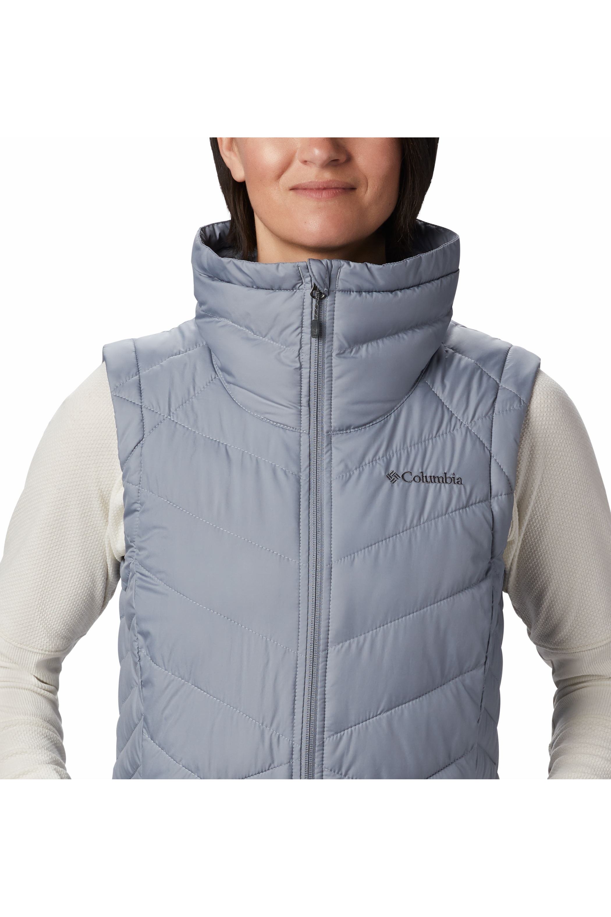 Columbia Heavenly Long Vest - Style 1859741032, front collar