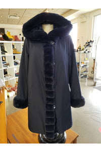 Niki Jones Reversible Coat - Style K4129RI-164, front, navy nylon