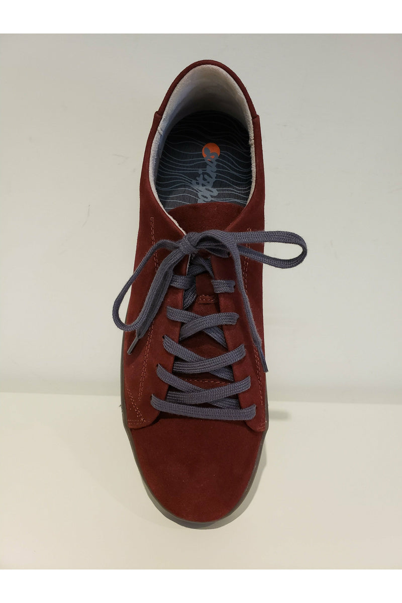 Softinos Bauk Lace-Up Flat Sneakers, top, dark red