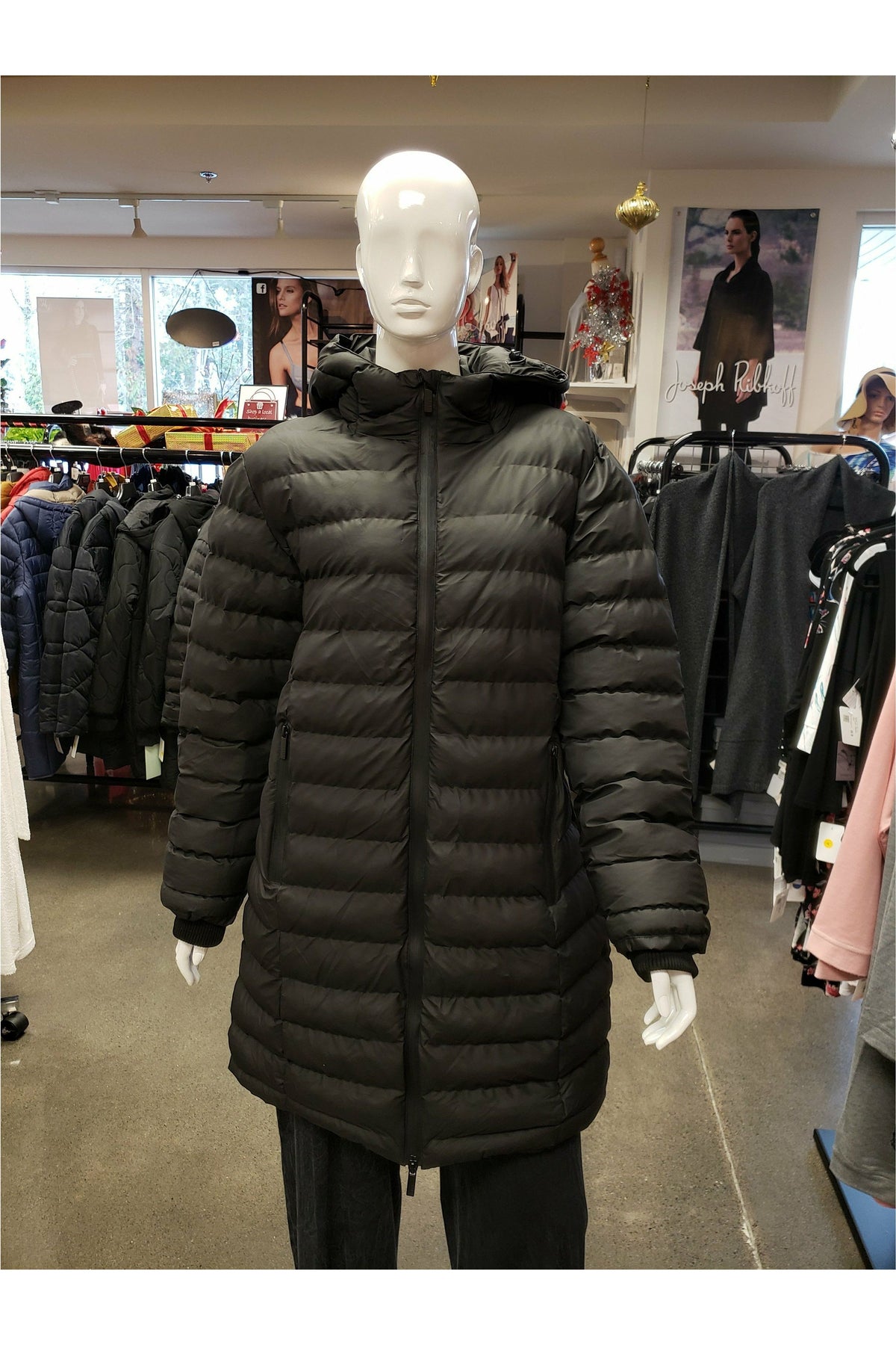Etage Waterproof Hooded Long Puffer Coat - Style E1971R1, front