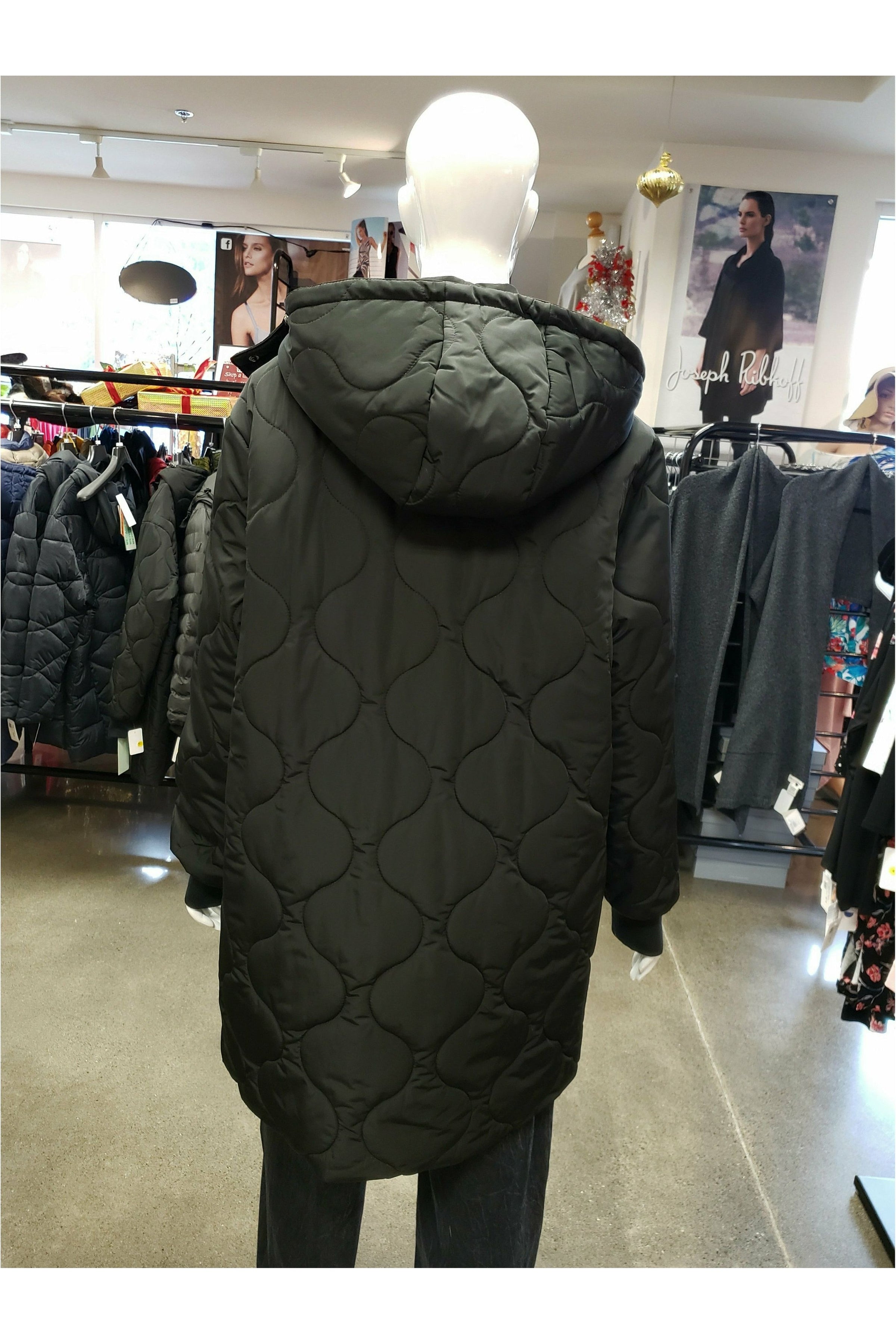 Etage Cocoon Quilted Coat with Hood - Style E1134RI, back