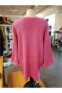 Avalin V-Neck Tunic Sweater - Style N9079, back, lipstick