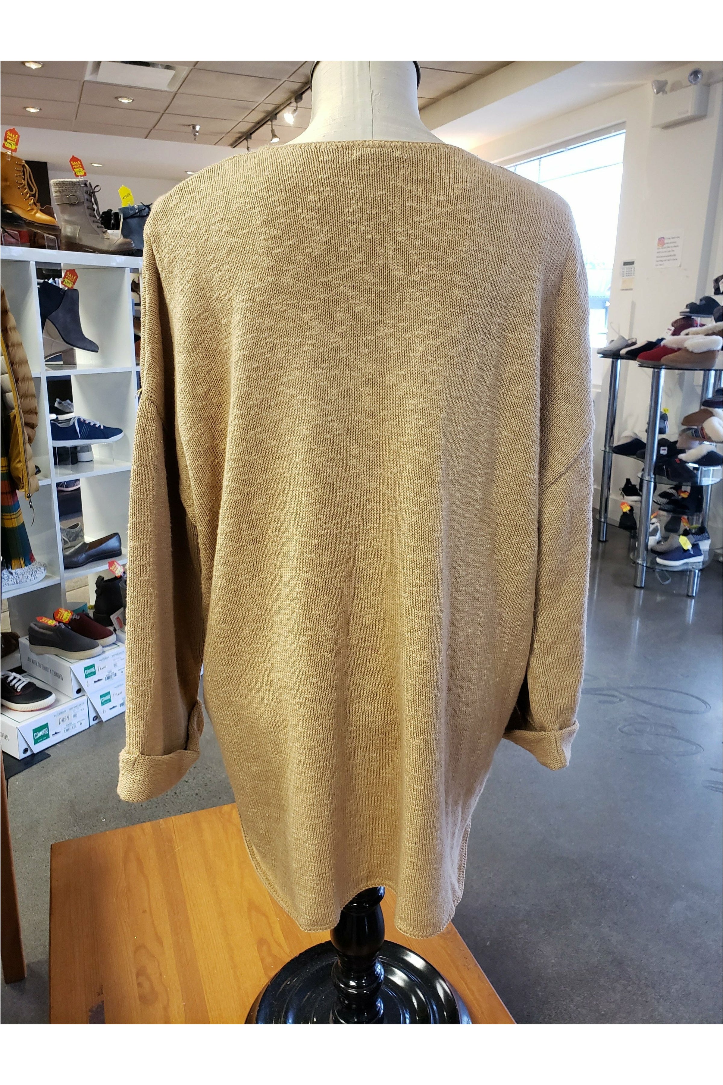 Avalin V-Neck Tunic Sweater - Style N9079, back, camel