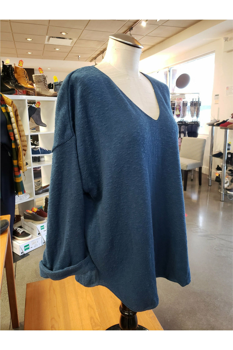 Avalin V-Neck Tunic Sweater - Style N9079, side, indigo