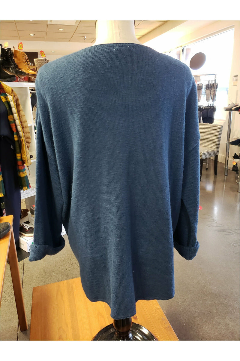 Avalin V-Neck Tunic Sweater - Style N9079, back, indigo