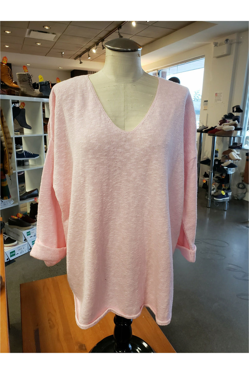 Avalin V-Neck Tunic Sweater - Style N9079, front, pink