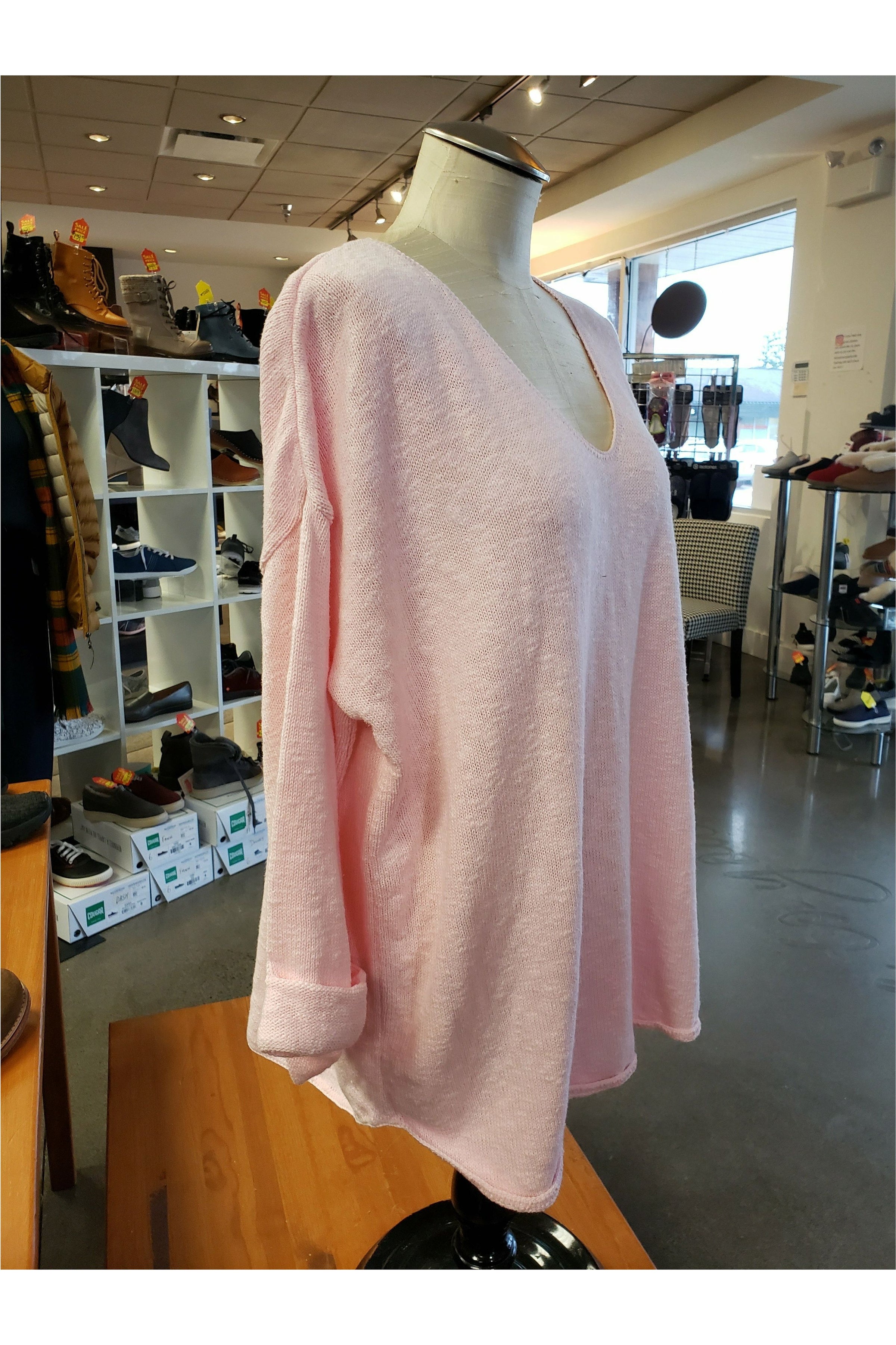 Avalin V-Neck Tunic Sweater - Style N9079, side, pink