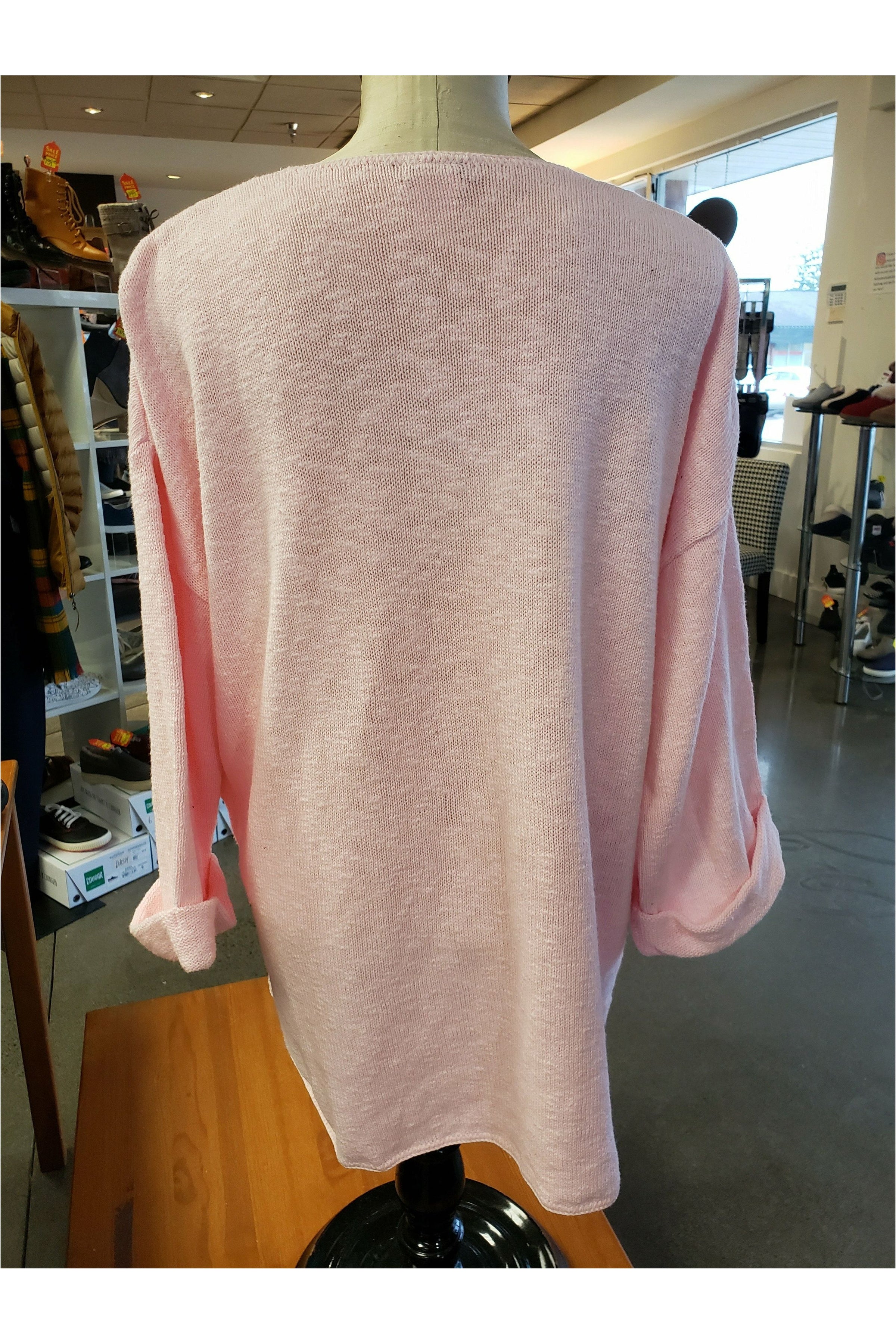 Avalin V-Neck Tunic Sweater - Style N9079, back, pink