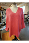 Avalin V-Neck Tunic Sweater - Style N9079, front, coral