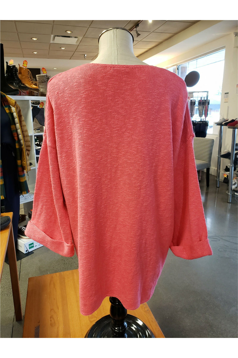 Avalin V-Neck Tunic Sweater - Style N9079, back, coral