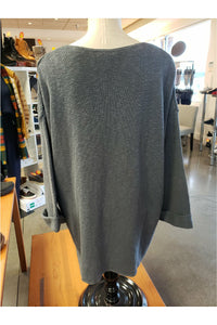 Avalin V-Neck Tunic Sweater - Style N9079, back, charcoal