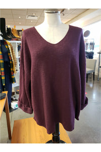 Avalin V-Neck Tunic Sweater - Style N9079, front, wine