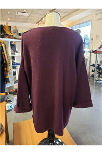 Avalin V-Neck Tunic Sweater - Style N9079, back, wine