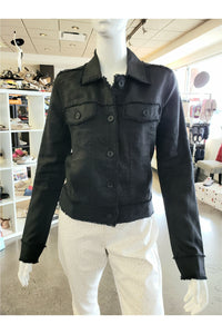 Tommy Bahama Linen Raw-Edge Jacket - Style TW510640, black, front