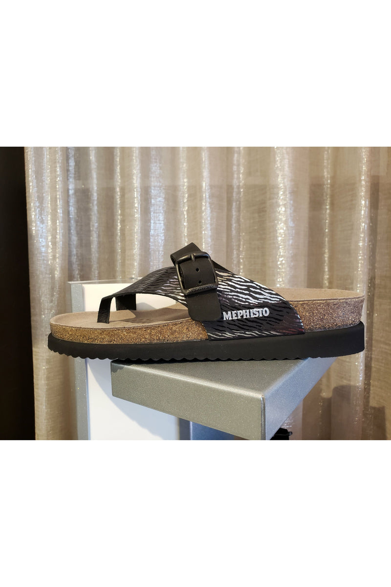 Mephisto Flat Toe Post Sandal - Style Helen Mix, zebra
