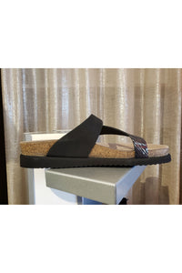 Mephisto Flat Toe Post Sandal - Style Helen Mix, zebra, side
