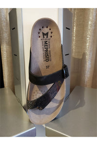 Mephisto Flat Toe Post Sandal - Style Helen Mix, zebra, top