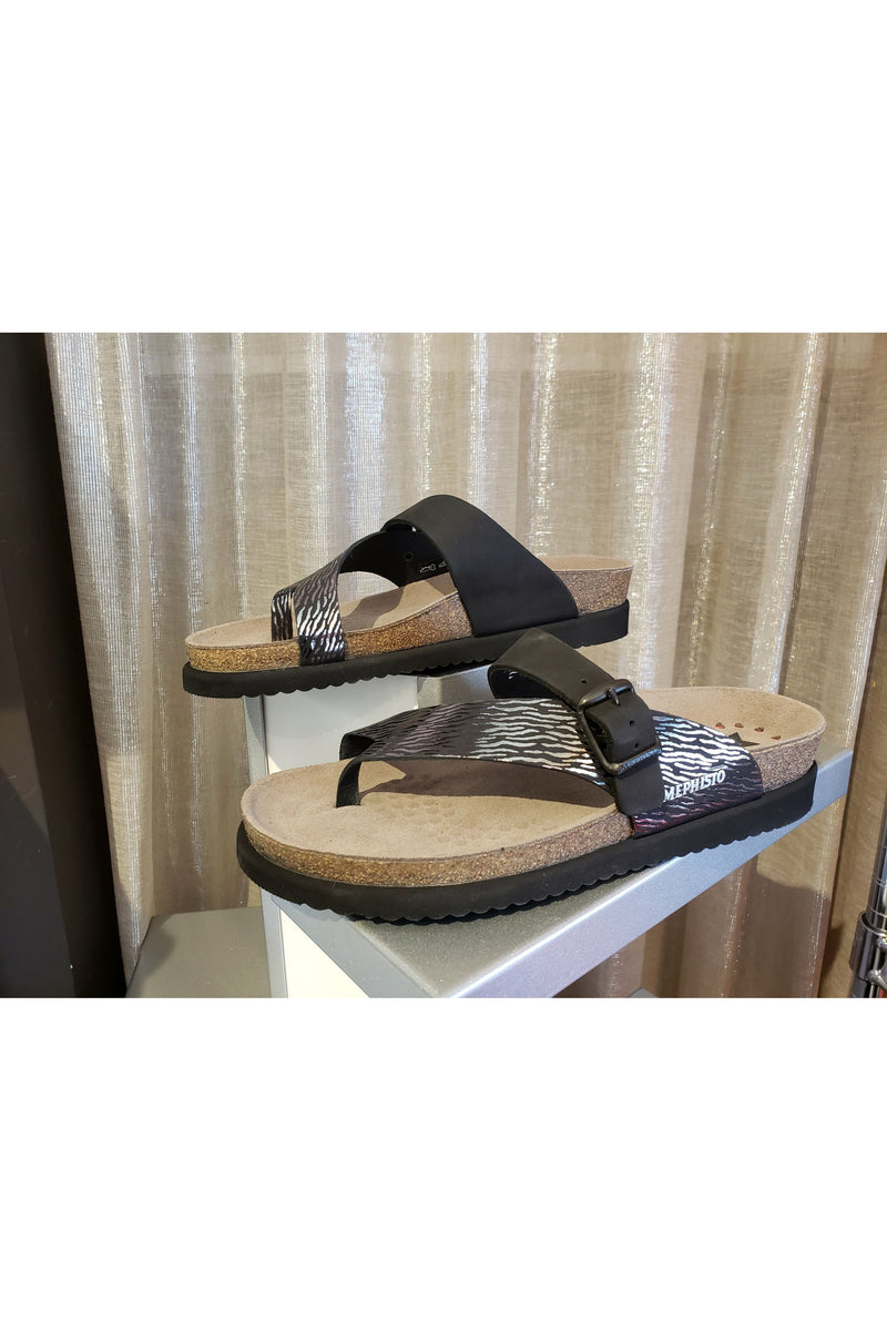 Mephisto Flat Toe Post Sandal - Style Helen Mix, zebra pair2