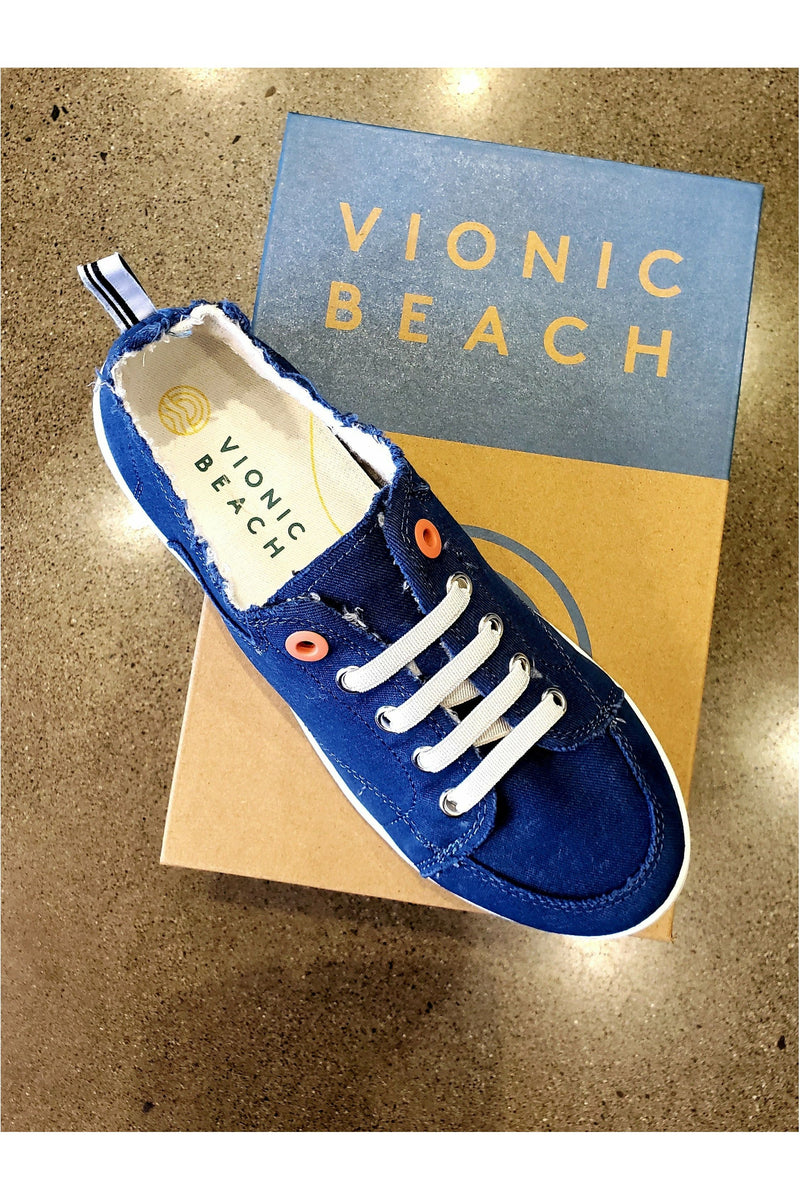 Vionic Venice Canvas Sneakers - Style Pismo CNVS, top, navy