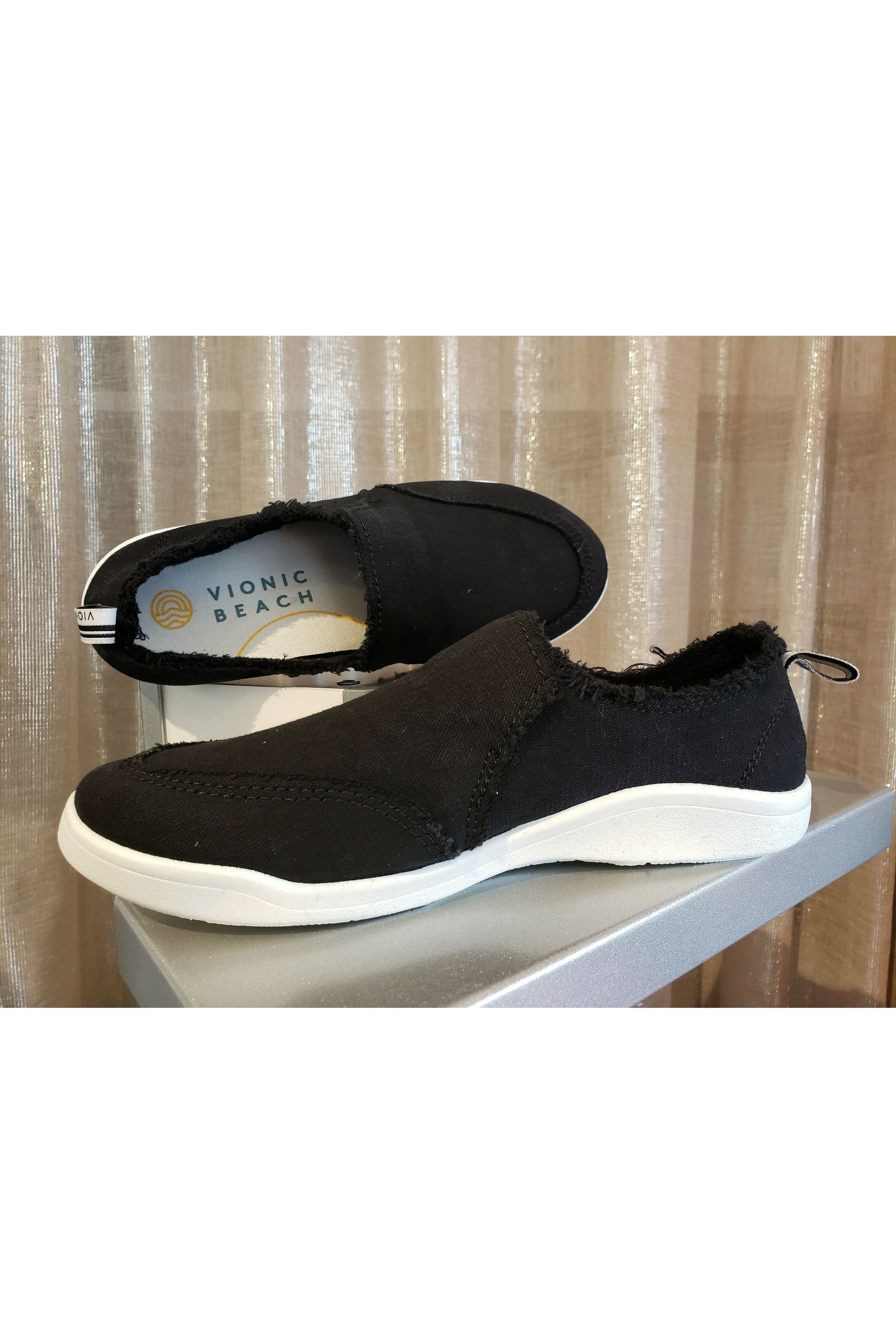 Vionic Canvas Slip On Shoes - Style Malibu, pair, black