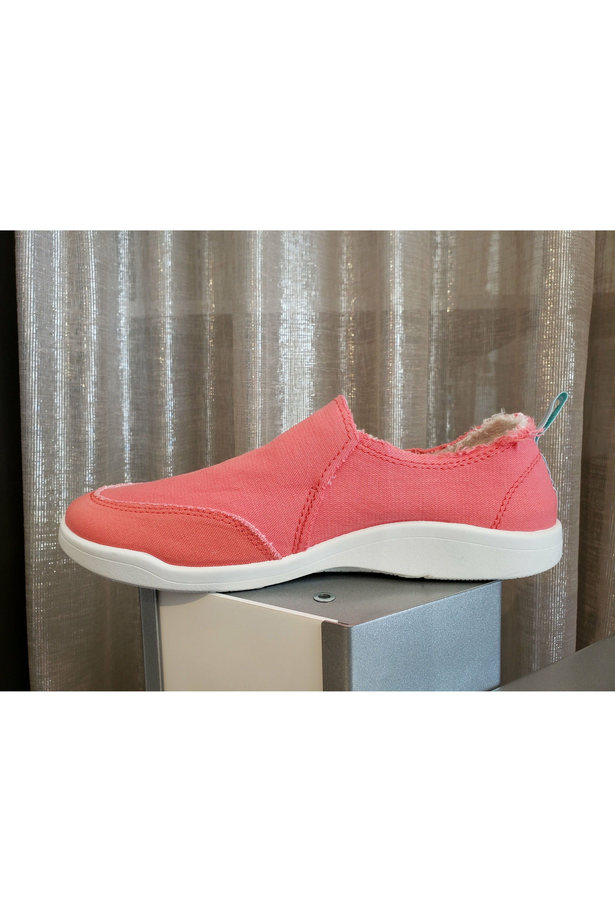 Vionic Canvas Slip On Shoes - Style Malibu, sea coral, outside