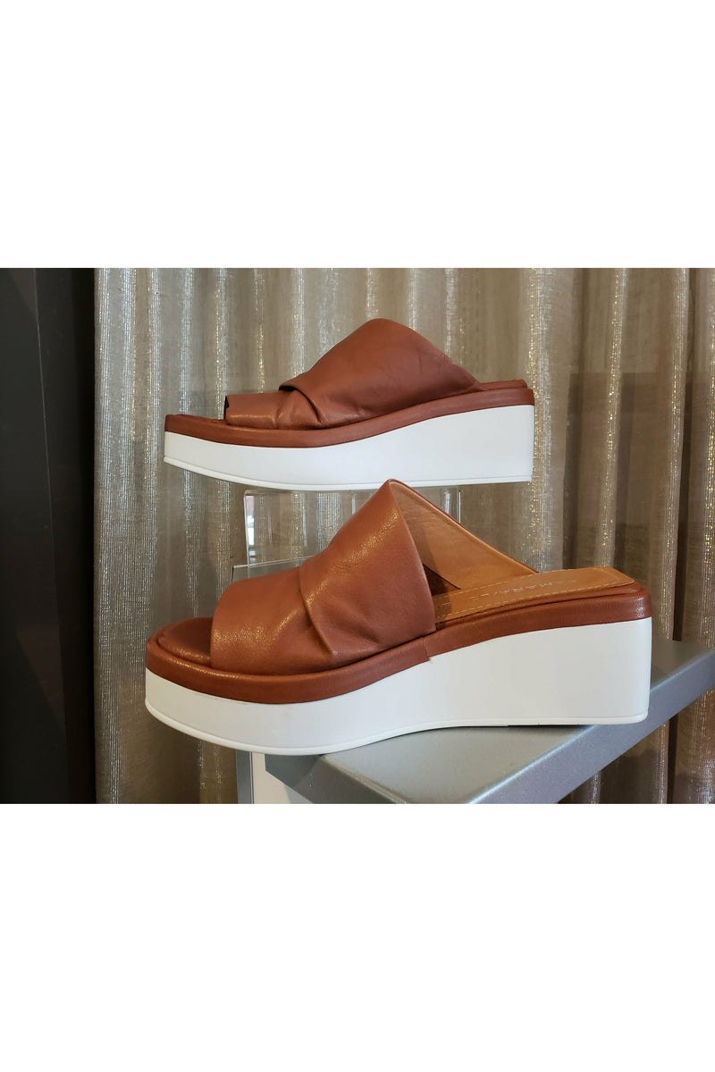 Tamara London Wedge Mule Sandal - Style Soonas, pair, tan
