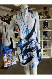 Ever Sassy Blue Mood Sleeveless Dress - Style 62251, front