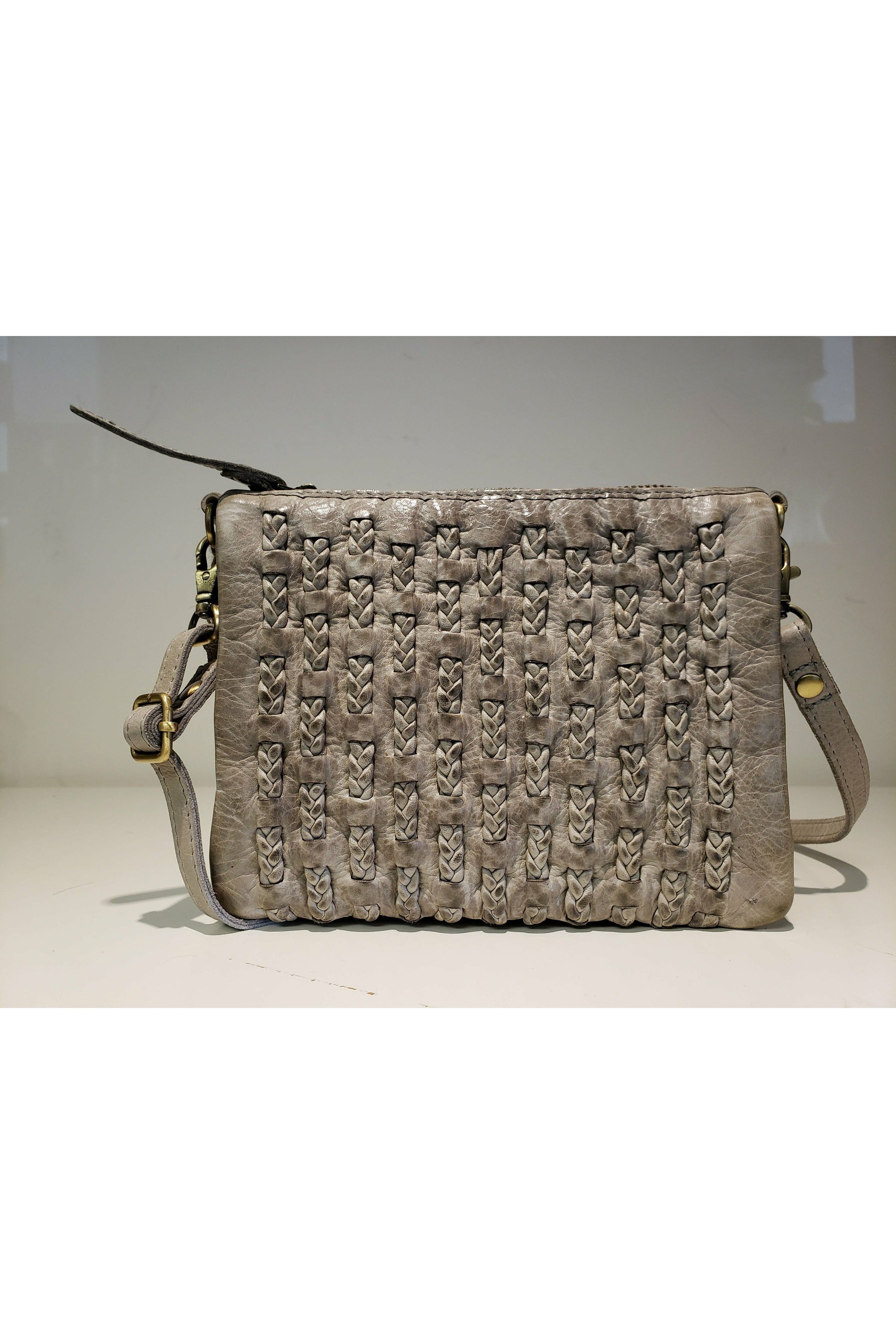 Milo Evelyn Woven Crossbody Purse - Style 108, front, grey