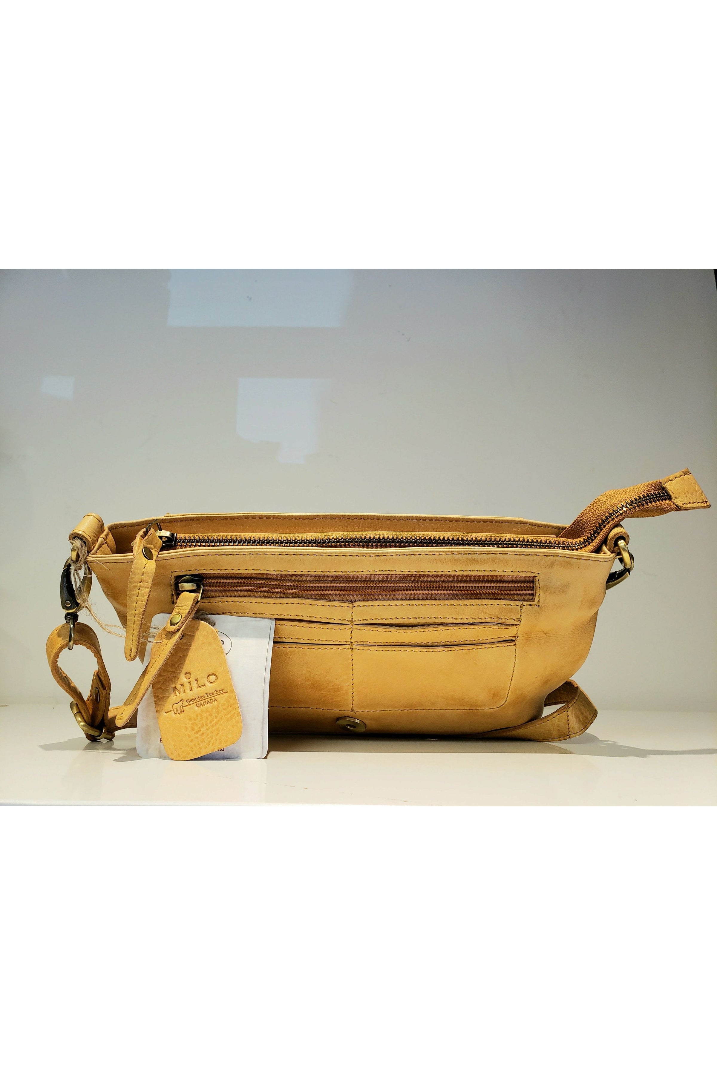 Milo Matera Crossbody Bag - Style 154, inside, honey