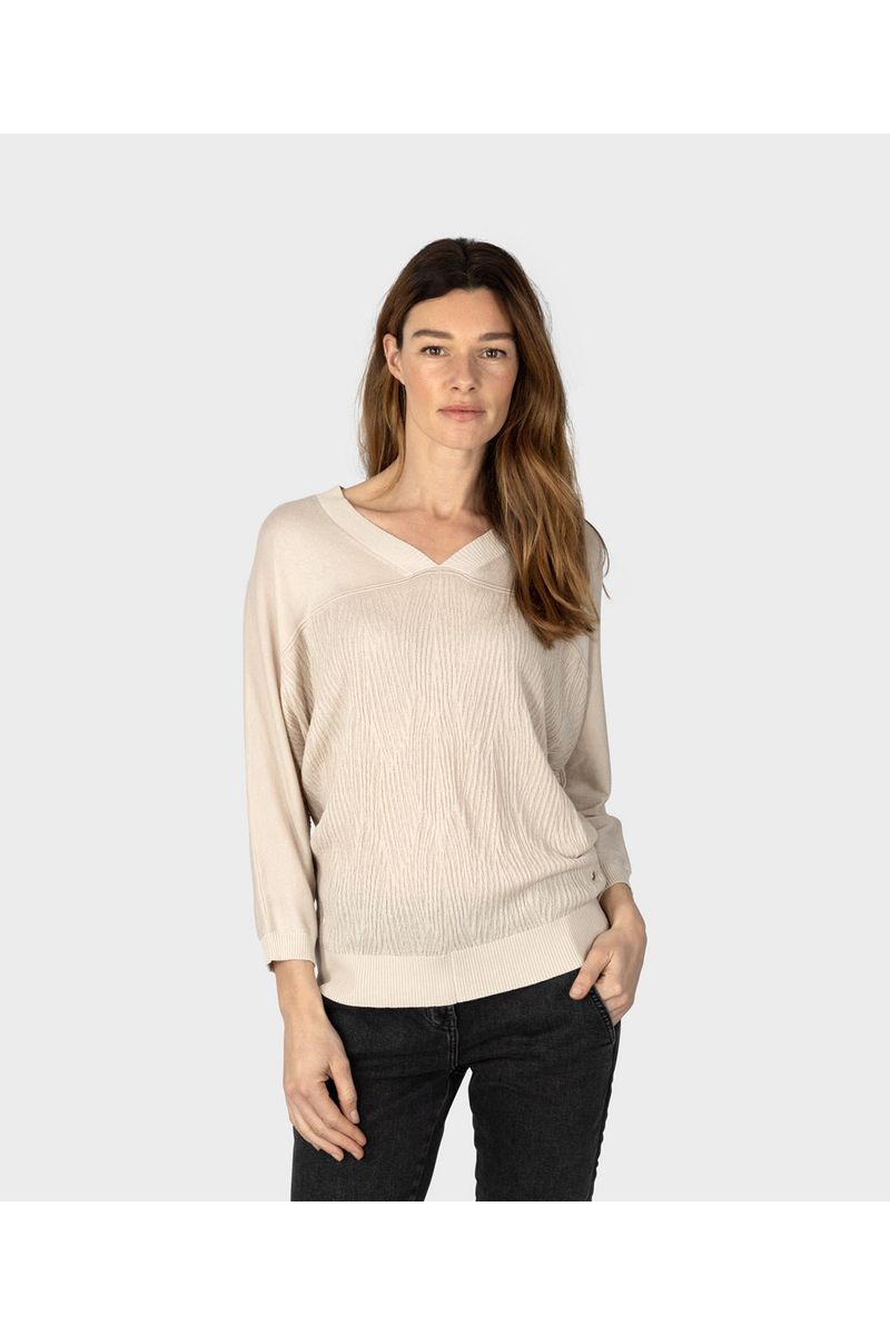 Sandwich Sweater with 3/4 Sleeves - Style 21001818, frontSandwich Sweater with 3/4 Sleeves - Style 21001818, back
