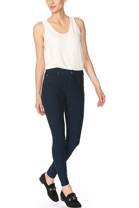 HUE Fleece-Lined Denim Leggings - Style 21254, front2, ink