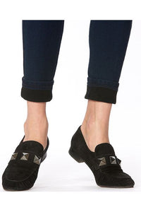 HUE Fleece-Lined Denim Leggings - Style 21254, hemline, ink
