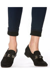 HUE Fleece-Lined Denim Leggings - Style 21254, hemline, ink