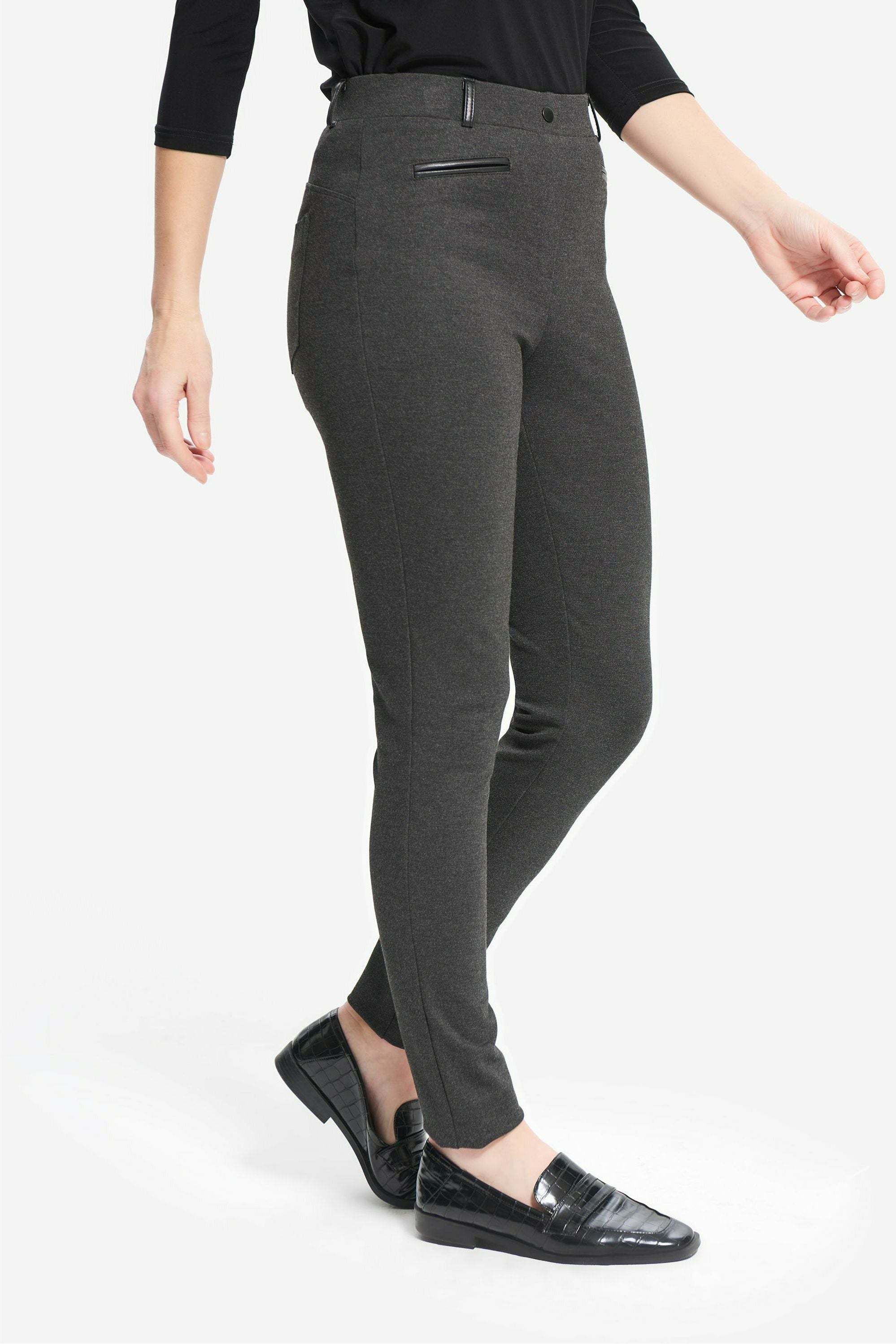 Joseph Ribkoff Faux Leather Detail Pants - Style 214249, side