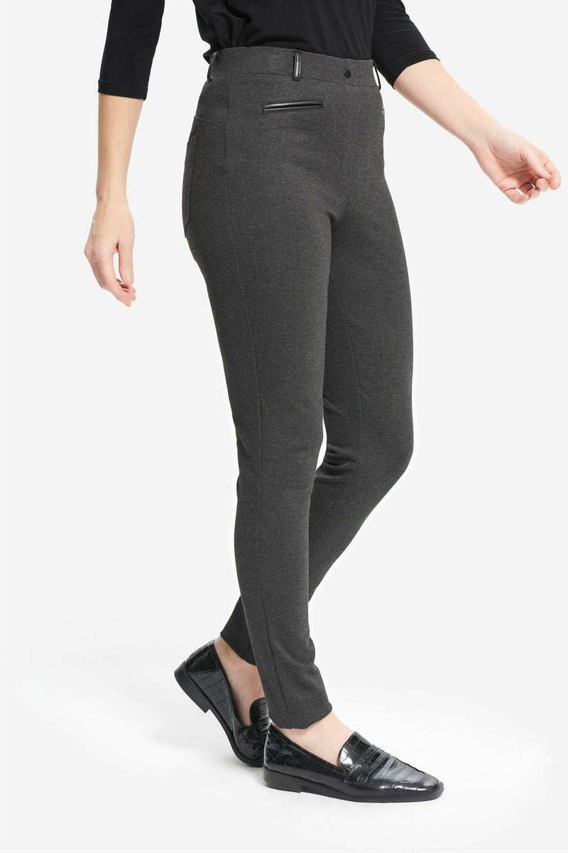 Joseph Ribkoff Faux Leather Detail Pants - Style 214249, side