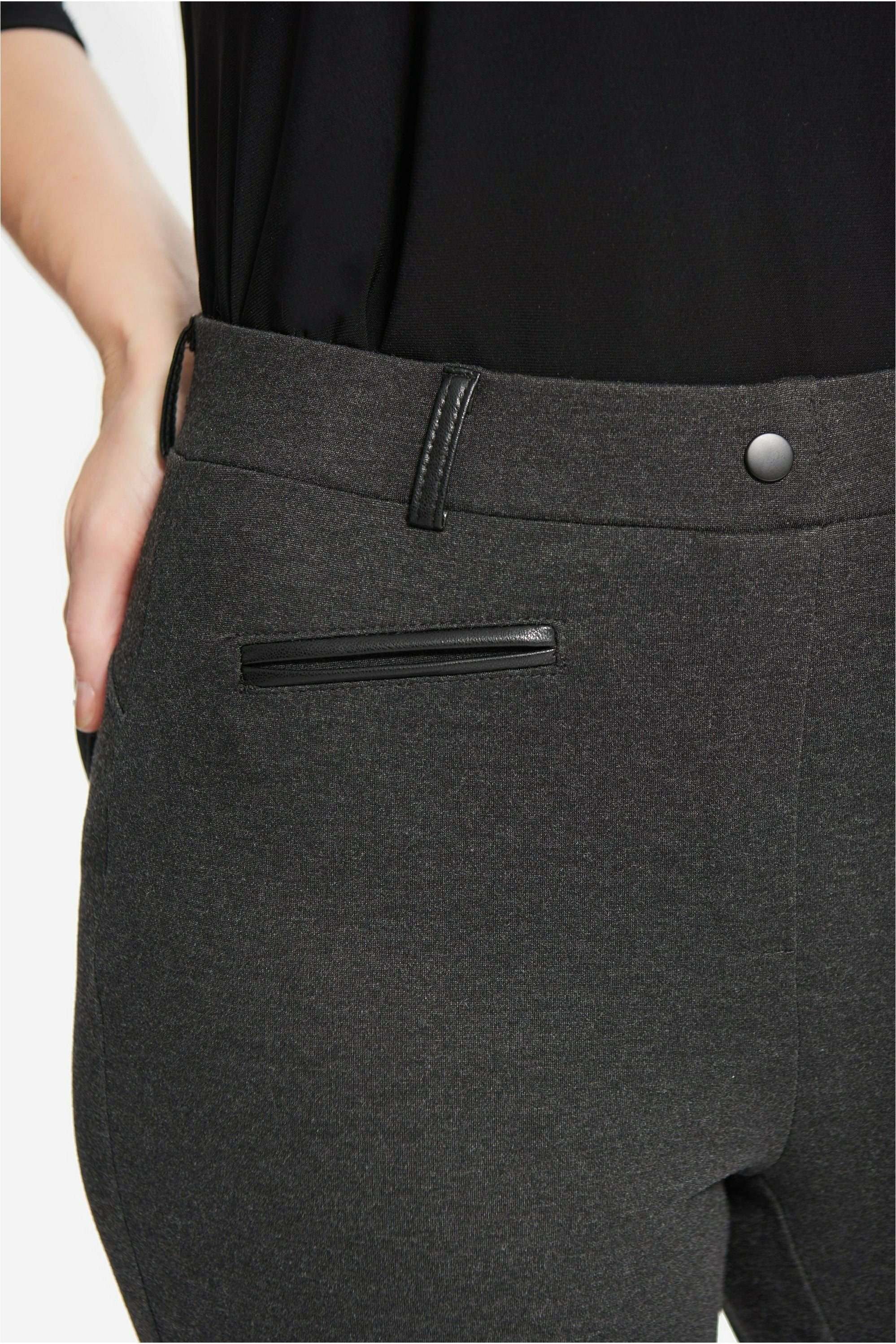 Joseph Ribkoff Faux Leather Detail Pants - Style 214249, front1