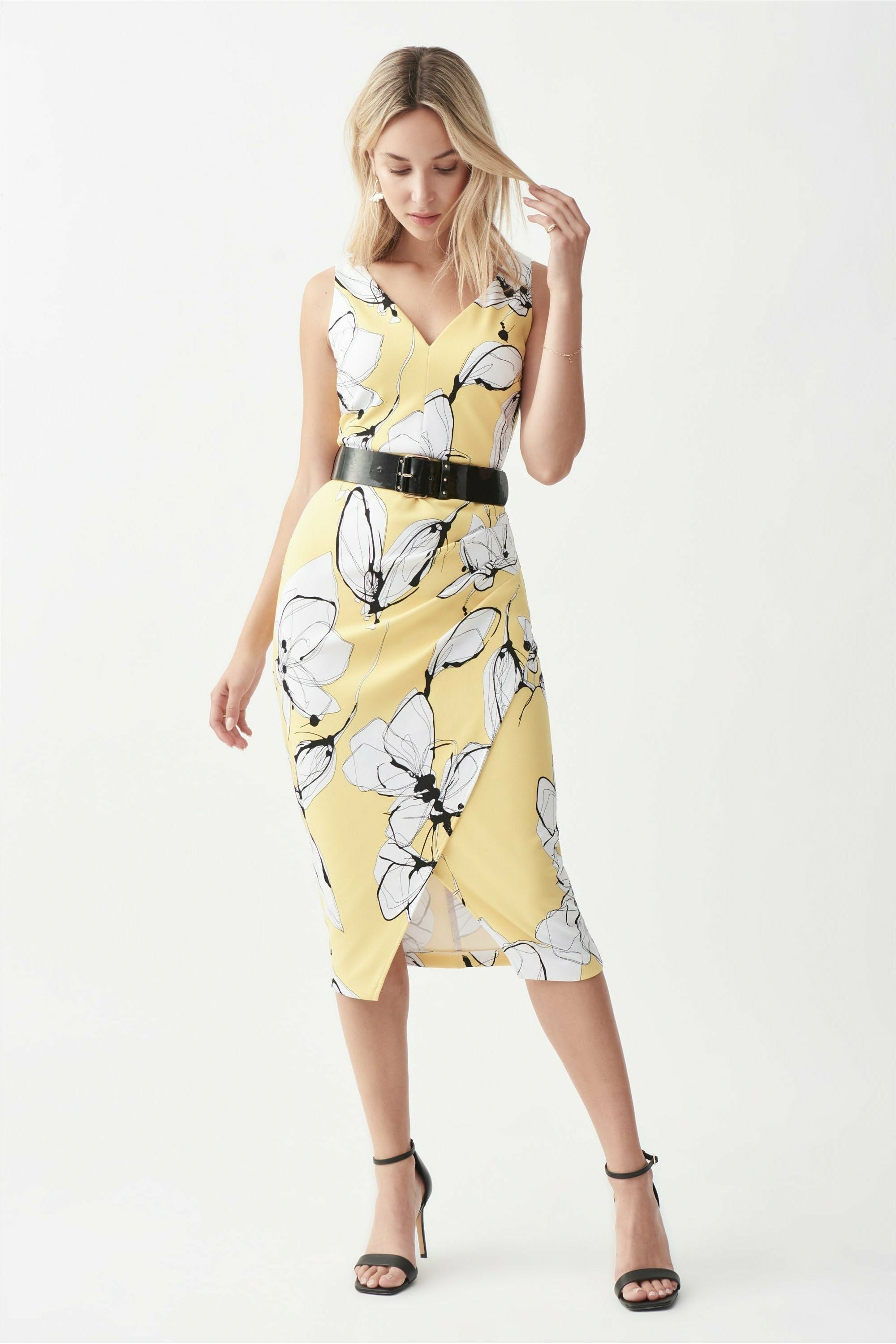 Joseph Ribkoff Sleeveless Dress with Belt - Style 221055, front2