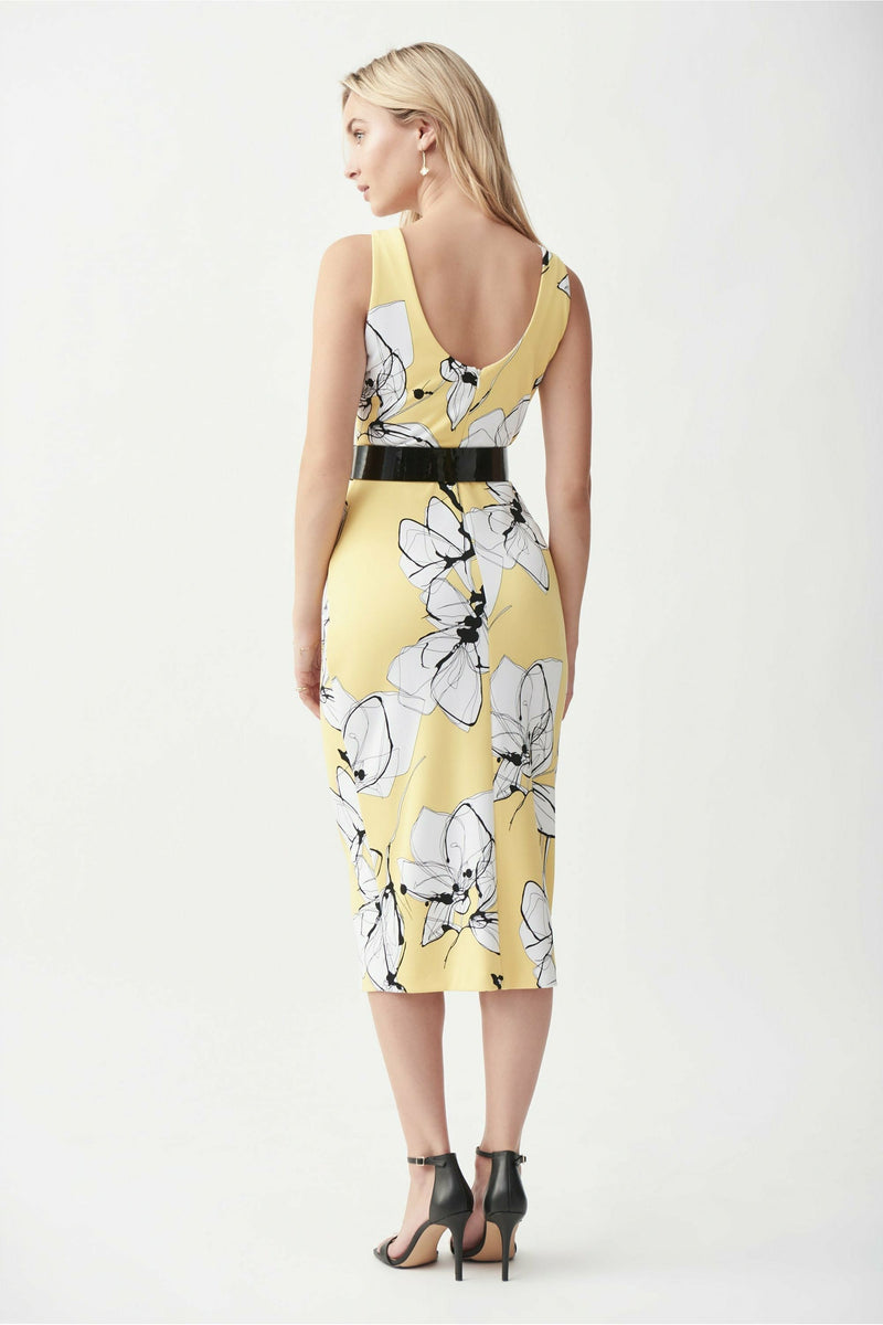 Joseph Ribkoff Sleeveless Dress with Belt - Style 221055, back