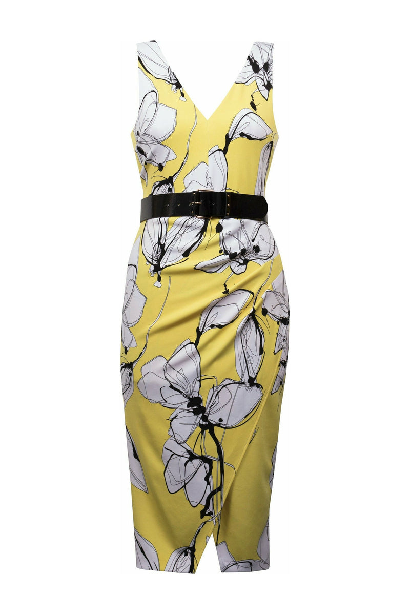 Joseph Ribkoff Sleeveless Dress with Belt - Style 221055, front3