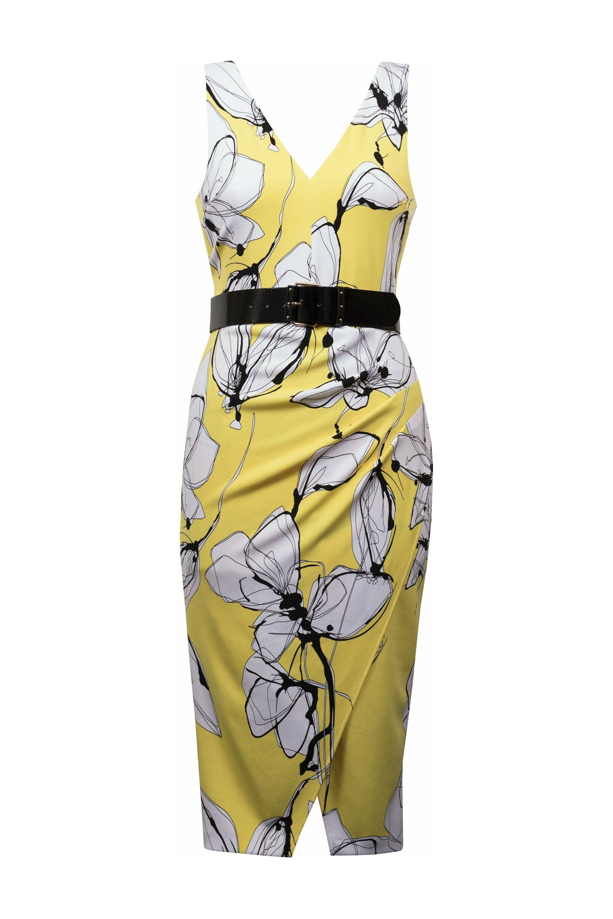 Joseph Ribkoff Sleeveless Dress with Belt - Style 221055, front3