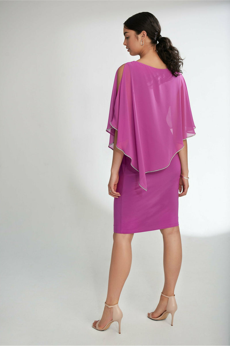 Joseph Ribkoff Layered Dress - Style 221062, back, sparkling grape