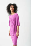 Joseph Ribkoff Draped Front Dress - Style 221103, front3, sparkling grape