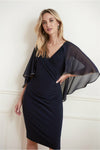 Joseph Ribkoff Cape Dress - Style 221353, front2, midnight blue