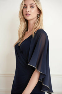 Joseph Ribkoff Cape Dress - Style 221353, side, midnight blue