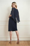 Joseph Ribkoff Cape Dress - Style 221353, back, midnight blue